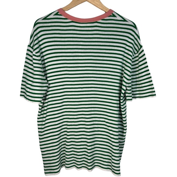 The Upside Tropez Lyla Knit Tee Green White Medium Stripes Organic Cotton NWT - Picture 7 of 8